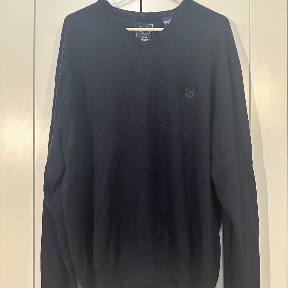 Chaps Navy V-Neck Sweater Classic Fit